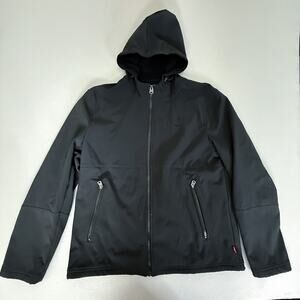 Levi's Hooded Softshell Jacket Full Zip Black/Charcoal Stretch Size G
